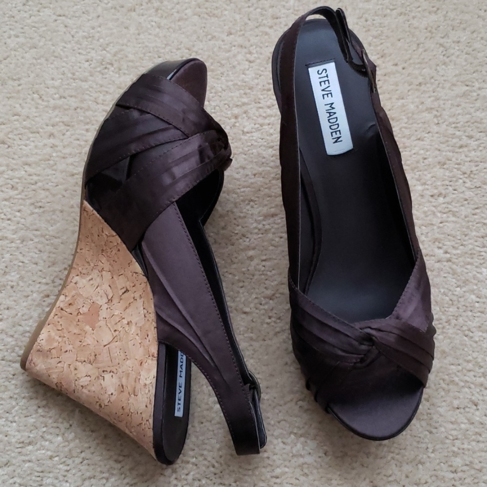 New! Steve Madden "Cresst" Brown Cork Wedge (9.5)